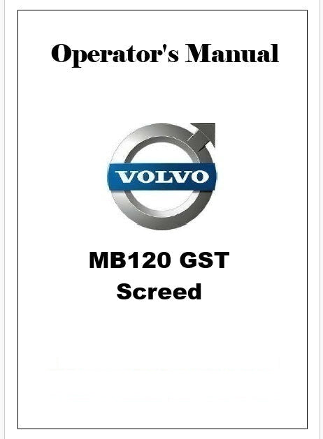 Volvo MB120 GST Screed Pdf Operator's Manual