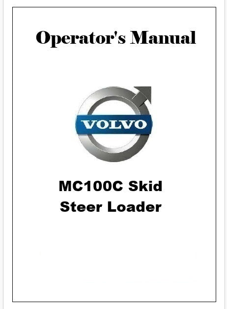 Volvo MC100C Skid Steer Loader Pdf Operator's Manual