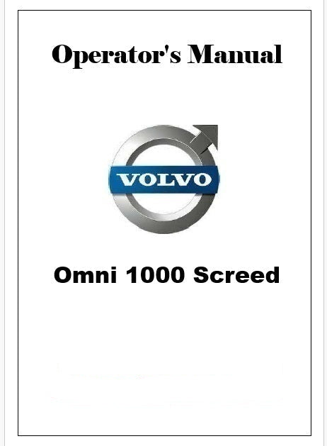 Volvo Omni 1000 Screed Pdf Operator's Manual