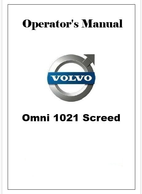 Volvo Omni 1021 Screed Pdf Operator's Manual