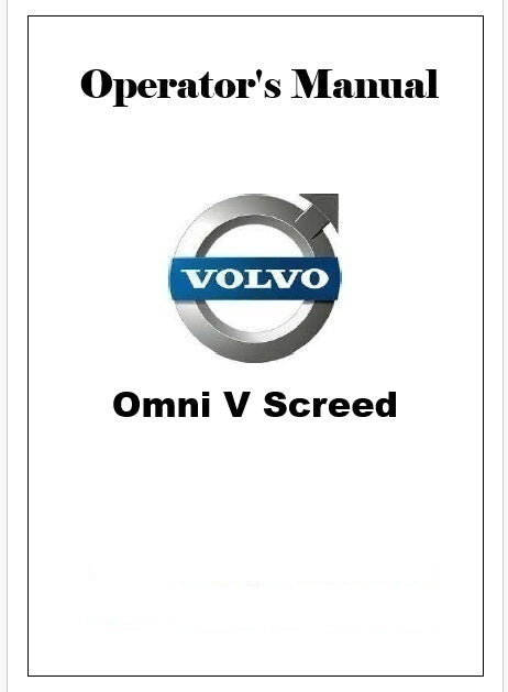 Volvo Omni V Screed Pdf Operator's Manual