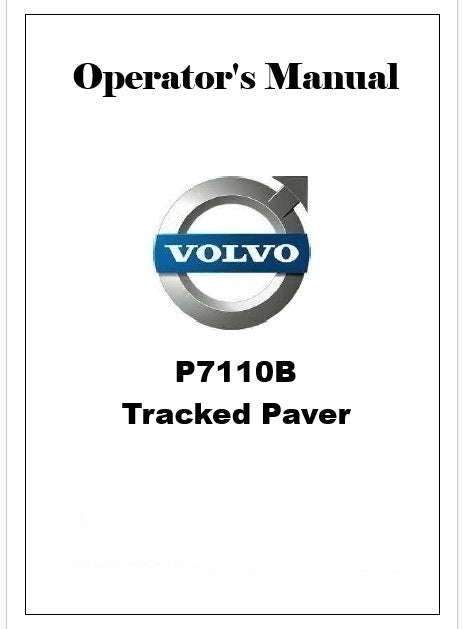 Volvo P7110B Tracked Paver Pdf Operator's Manual