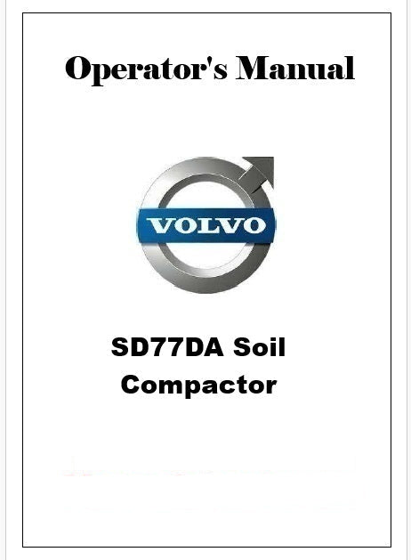 Volvo SD77DA Soil Compactor Pdf Operator's Manual