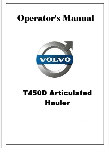 Volvo T450D Articulated Hauler Pdf Operator's Manual