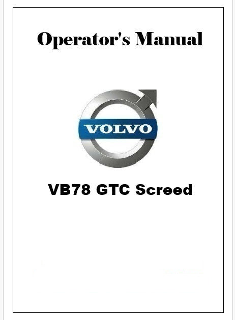 Volvo VB78 GTC Screed Pdf Operator's Manual