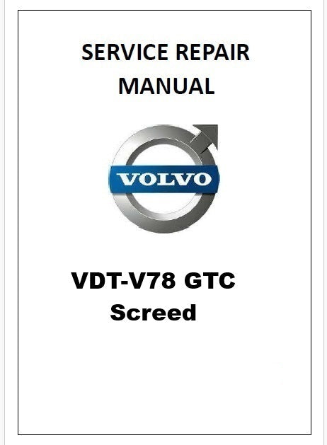 Volvo VDT-V78 GTC Screed Pdf Repair Service Manual