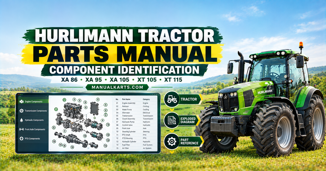 Hurlimann tractor with digital exploded parts diagram showing component identification and tractor parts references.