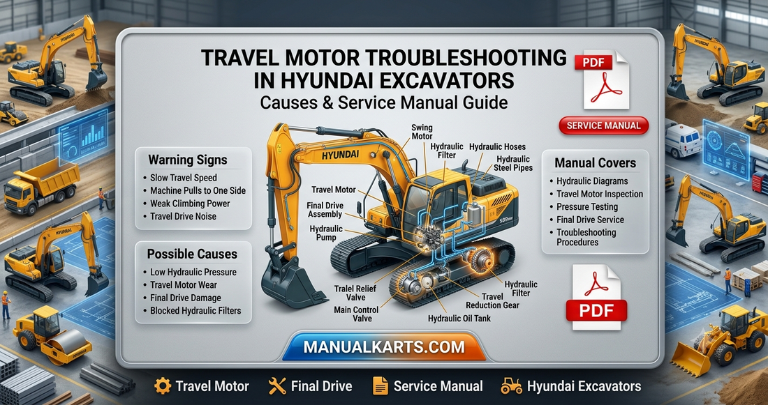 Hyundai Excavator Travel Motor Troubleshooting: Causes & Service Manual Guide | ManualKarts.com