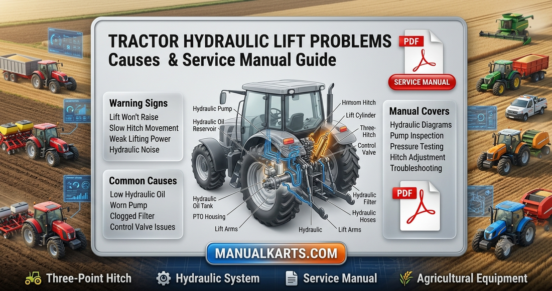 Tractor Hydraulic Lift Problems Causes & Service Manual Guide ManualKarts.com