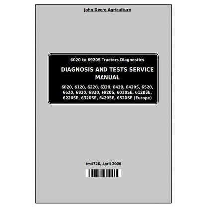 6020, 6120, 6220, 6320, 6420, 6520, 6620, 6820, 6920 John Deere Tractor (TM4726) Diagnostic & Test Service Manual 