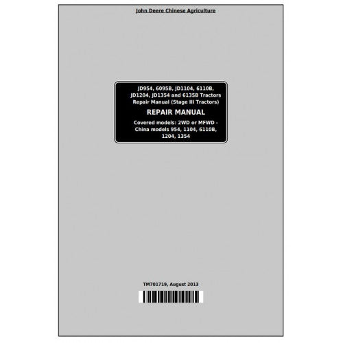 6095B, 6110B, 6135B, 6140B John Deere Tractor (TM701719) Service Repair Manual 