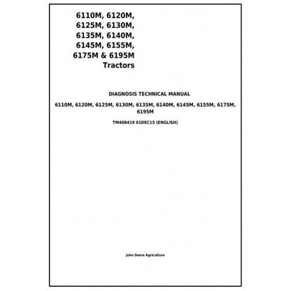 6110M, 6120M, 6125M, 6130M, 6135M, 6140M, 6145M, 6155M, 6175M, 6195M John Deere (TM408419) Diagnostic & Tests manual 