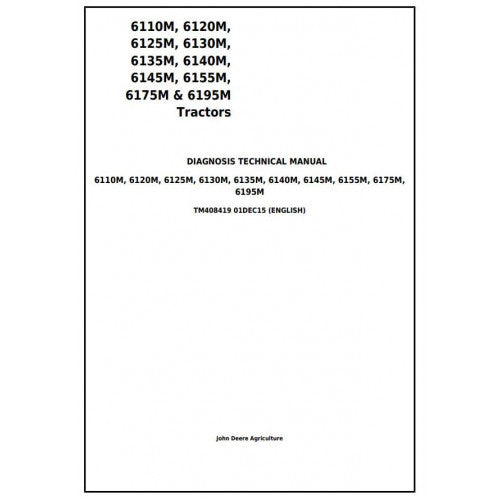 6110M, 6120M, 6125M, 6130M, 6135M, 6140M, 6145M, 6155M, 6175M, 6195M John Deere (TM408419) Diagnostic & Tests manual 