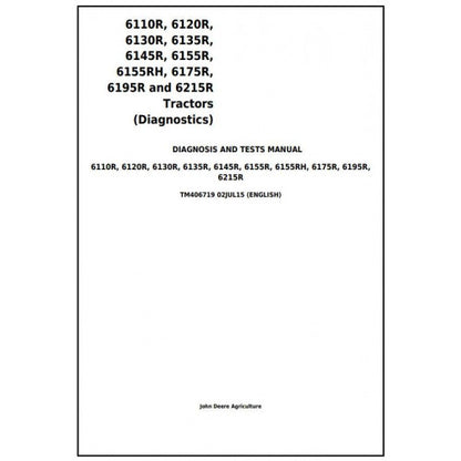 6110R, 6120R, 6130R, 6135R, 6145R, 6155R, 6175R, 6195R, 6215R John Deere Tractor (TM406719) Diagnostic Manual