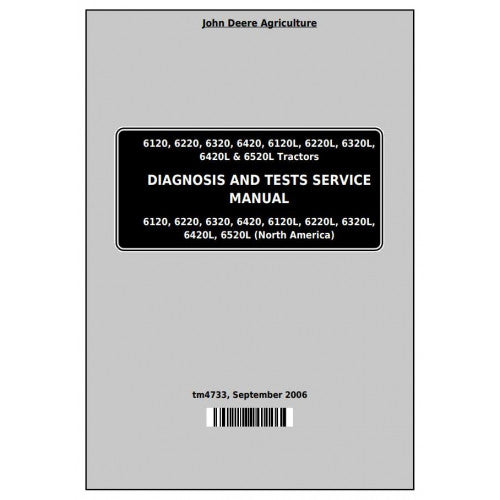6120, 6220, 6320, 6420, 6120L, 6220L, 6320L, 6420L, 6520L John Deere Tractor (TM4733) Diagnostic & Test Service Manual 