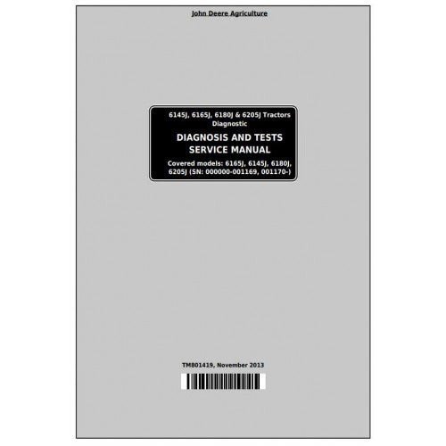 6145J, 6165J, 6180J, 6205J John Deere Tractor (TM801419) Diagnostic and Tests Service Manual 