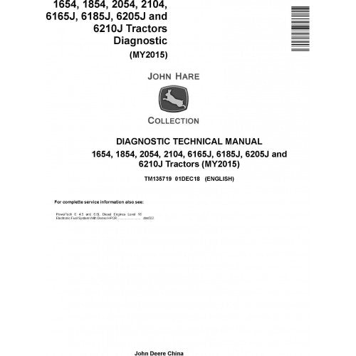 6165J, 6185J, 6205J, 6210J John Deere Tractor (TM135719) Diagnostic Manual