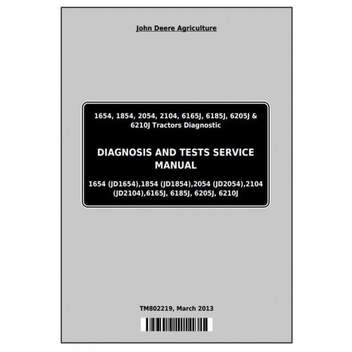6165J, 6185J, 6205J, 6210J John Deere China Tractor (TM802219) Diagnostic & Test Service Manual 