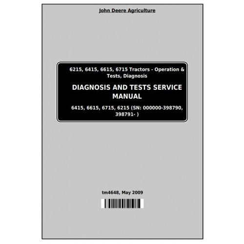 6215, 6415, 6615, 6715 John Deere Tractor (TM4648) Diagnostic and Tests Service Manual 