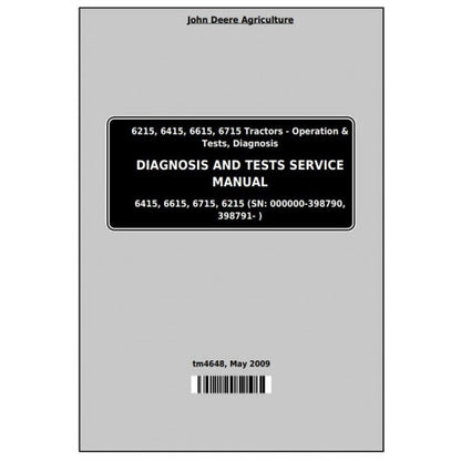 6215, 6415, 6615, 6715 John Deere Tractor (TM4648) Diagnostic and Tests Service Manual 