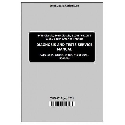 Download John Deere 6415, 6615, 6100E, 6110E, 6125E Tractor (TM800319) Diagnostic & Test Service Manual