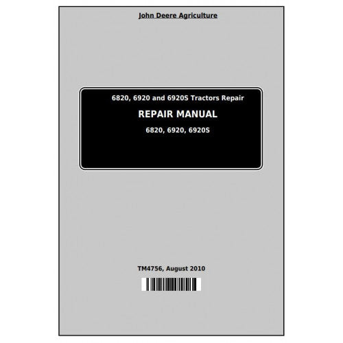 6820, 6920 and 6920S John Deere Tractor (TM4756) Service Technical Manual 