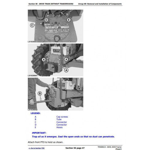 Download John Deere 6830, 6930 Tractor (TM400619) Service Technical Manual