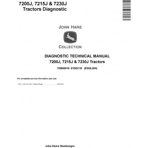 7200J, 7215J and 7230J John Deere Tractor (TM805019) Diagnostic Technical Service Manual