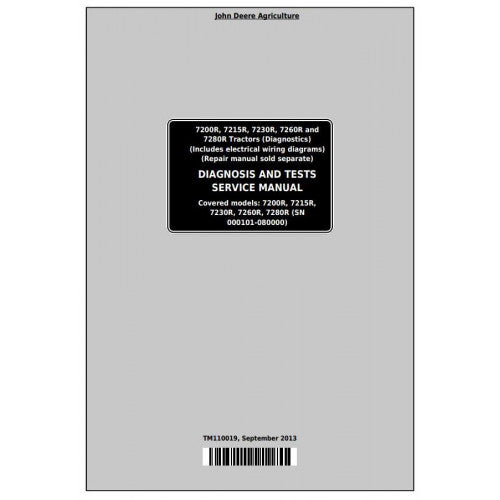 7200R, 7215R, 7230R, 7260R, 7280R John Deere Tractor - (TM110019) Diagnosis & Tests Service Manual