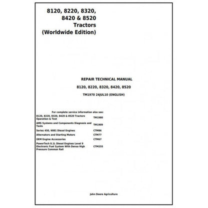 TM1799 - John Deere 8110T, 8210T, 8310T, 8410T Tracks Tractors Diagnosis and Tests Service Manual
