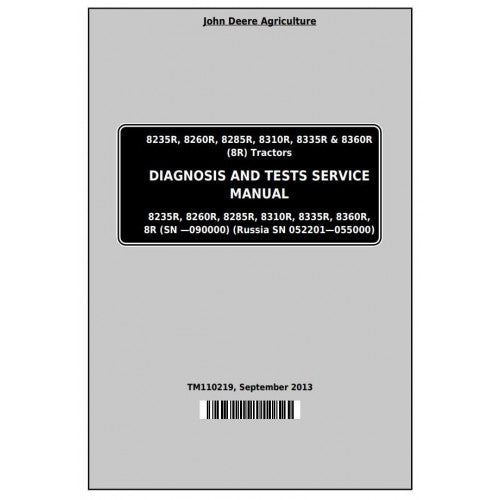 8235R, 8260R, 8285R, 8310R, 8335R, 8360R John Deere Tractor (TM110219) Diagnosis and Tests Manual 