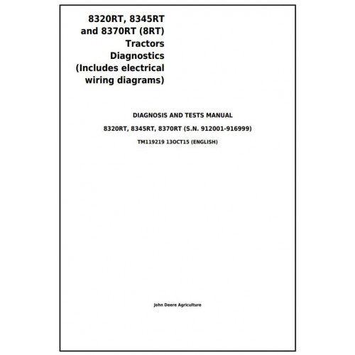 Download John Deere 8320RT, 8345RT and 8370RT (8RT) Tractor (TM119219) Diagnosis and Tests Service Manual