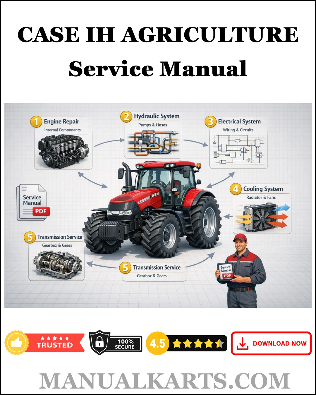 Case Optum 270, 300 CVX AFS Connect CVXDrive Tractor Stage V Pdf Service Manual