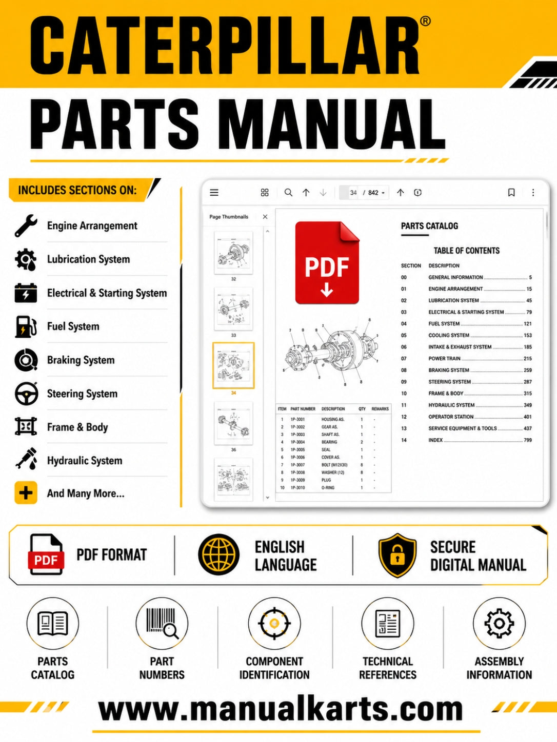 Caterpillar 416F2 (SN: LBF00001-UP) Backhoe Loader Parts Manual PDF 