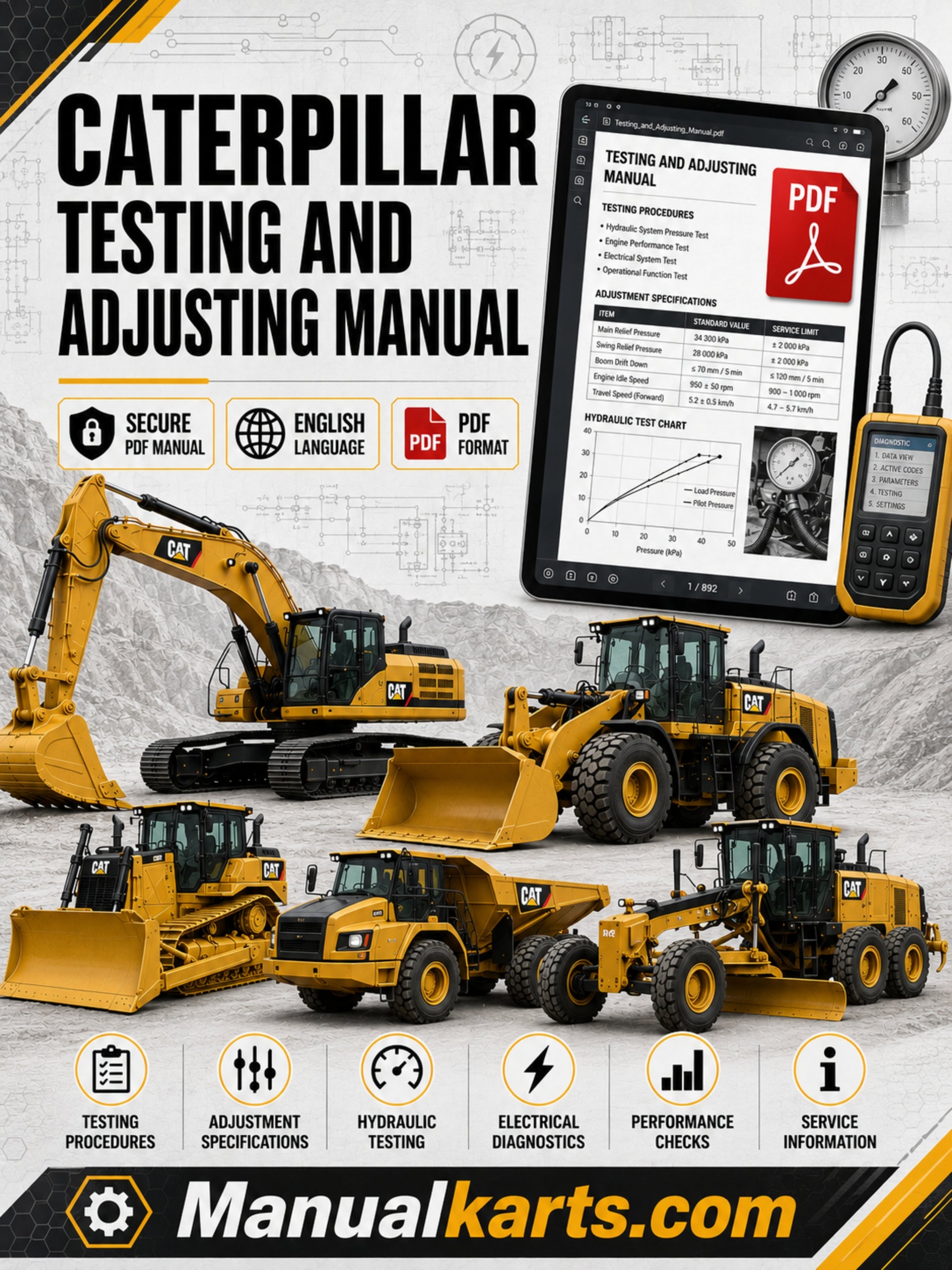 Caterpillar 239D Compact Track Loader Testing & Adjusting PDF Manual BL9100001-UP 