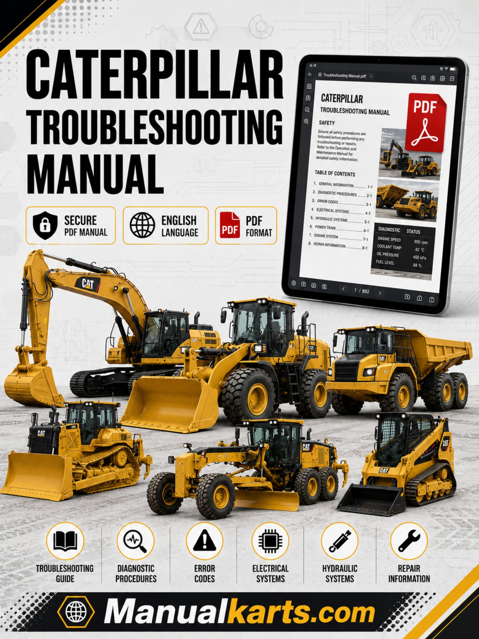 Caterpillar 374F  Excavator Troubleshooting PDF Manual  MFL00001-UP