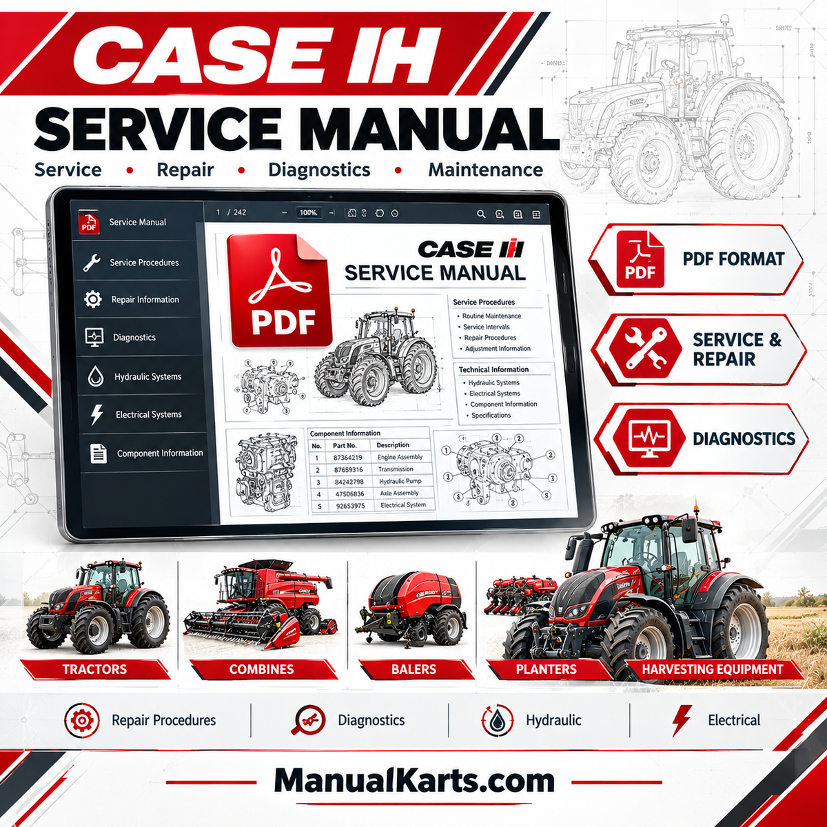 Case IH Trident 5550 Combo Applicator Sprayer PDF Service Manual 92195064 