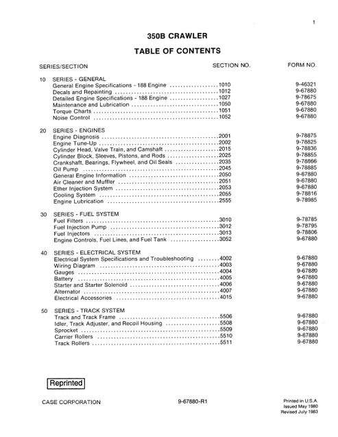 Case 350B Crawler Dozer Bulldozer Pdf Repair Service Manual