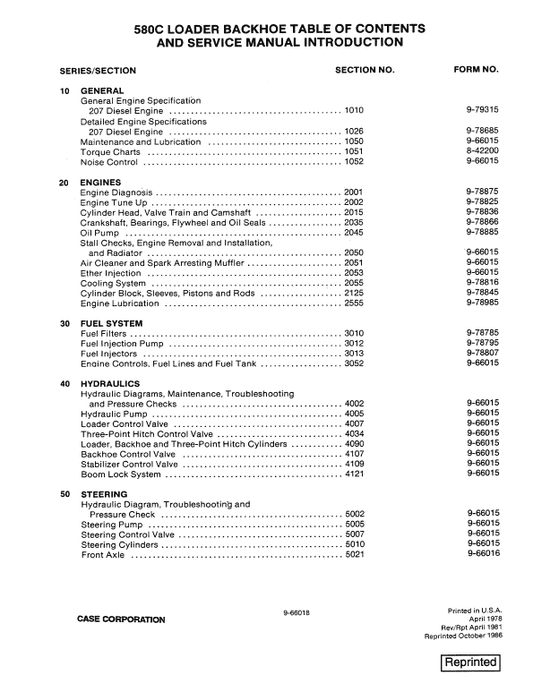 Case 580C, 580CK Backhoe Loader Pdf Repair Service Manual
