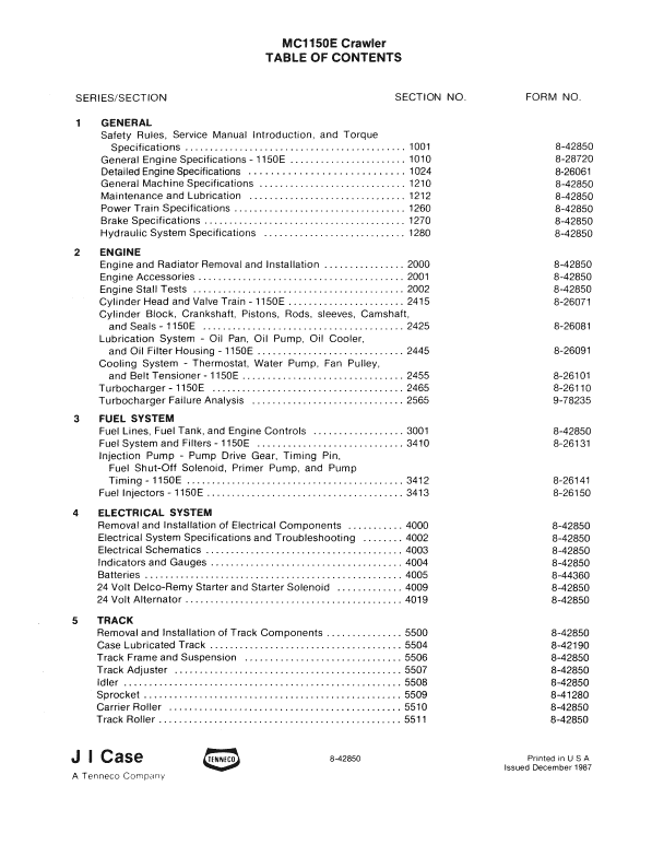 Case MC1150E Crawler Dozer Pdf Repair Service Manual (Pb. No. 8-42850)
