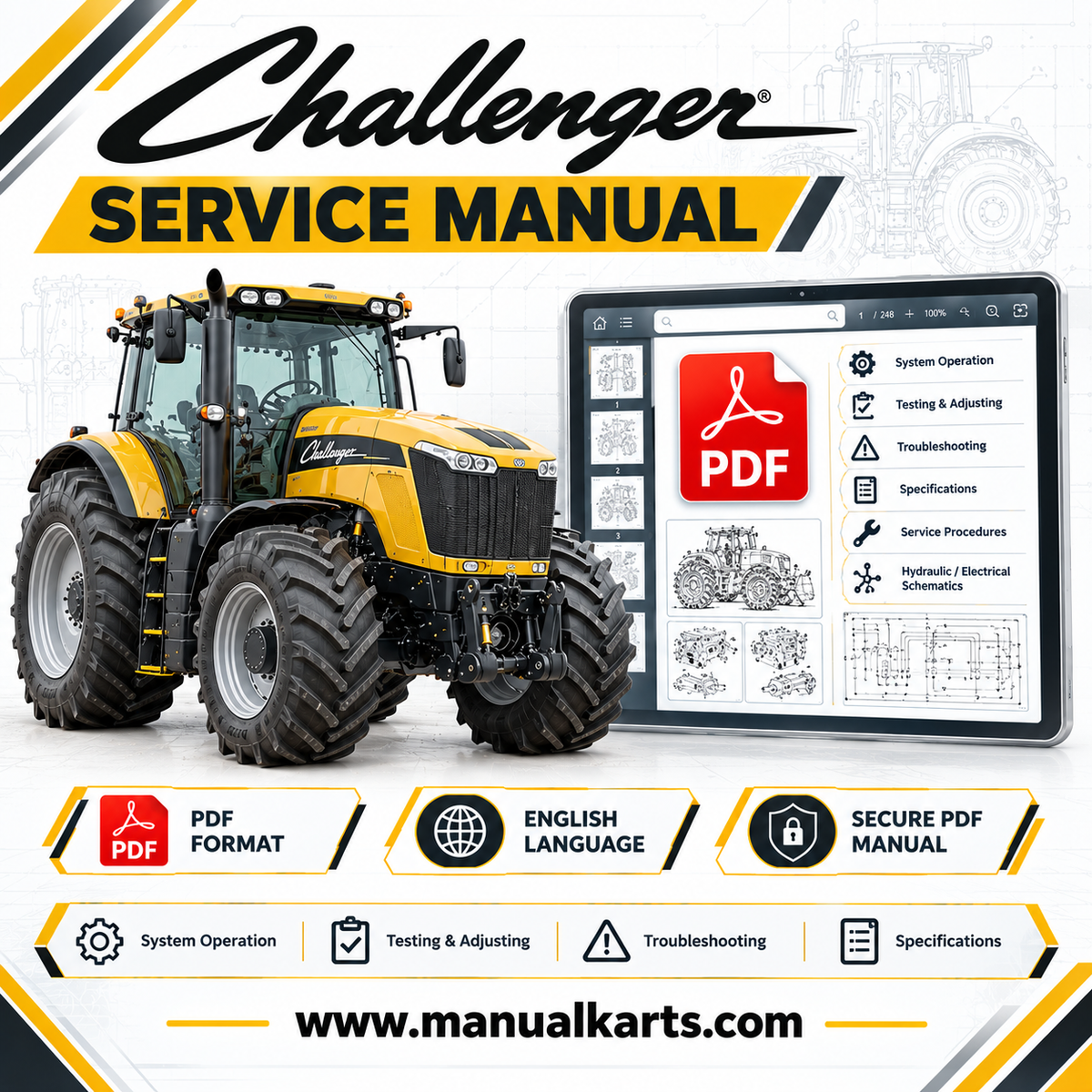 CHALLENGER 1038 / 1042 / 1046 / 1050 TRACTOR DANA 990 FRONT AXLE PDF SERVICE MANUAL