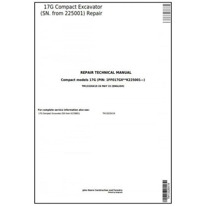 Download John Deere 17G Compact Excavator - (TM13326X19) Service Repair Technical Manual