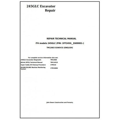 Download John Deere 245GLC iT4 Excavator - (TM12663) Service Repair Technical Manual