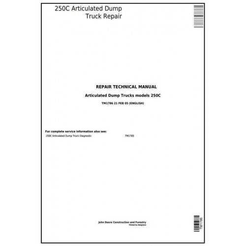 Download John Deere 250C Articulated Dump Truck (TM1786) Service Technical Manual