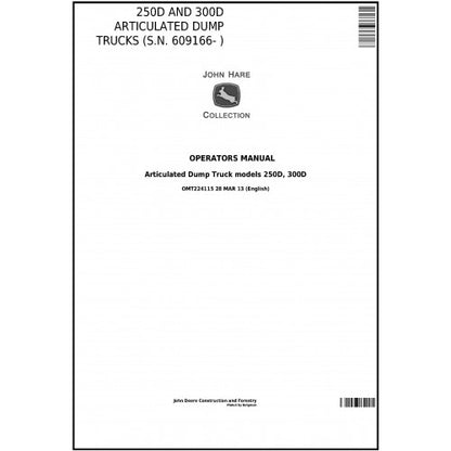 Download John Deere 250D and 300D Articulated Dump Truck (OMT224115) Operator Manual