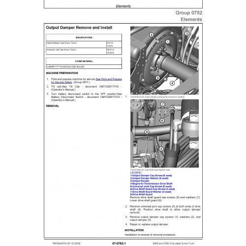 Download John Deere 260E, 310E Articulated Dump Truck (TM13842X19) Repair Technical Manual