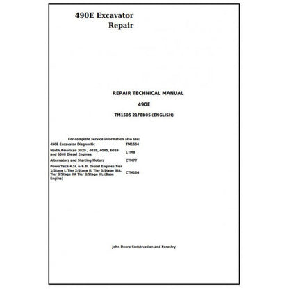 Download John Deere 490E Excavator - (TM1505) Service Repair Technical Manual