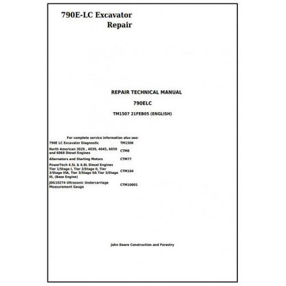 Download John Deere 790E-LC Excavator - (TM1507) Service Repair Technical Manual