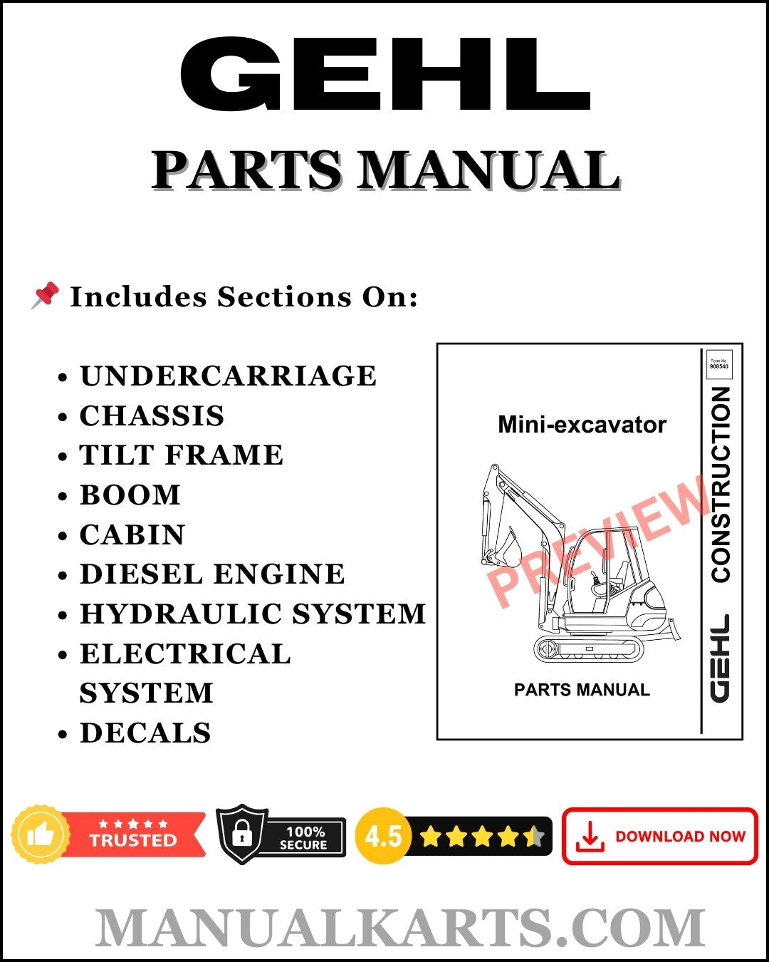 GEHL 4610 Skid Loader Parts Manual (Form No.906014 Replaces 904058)