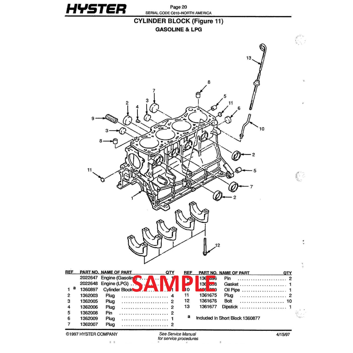Hyster A216E J2.00-3.20XM Europe Forklift PDF Parts Manual 